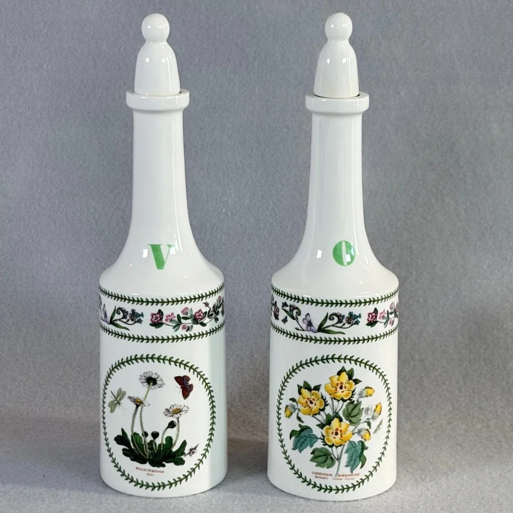 Vintage Portmeirion Botanic Garden Oil Vinegar Cruet Set 1991 England Floral